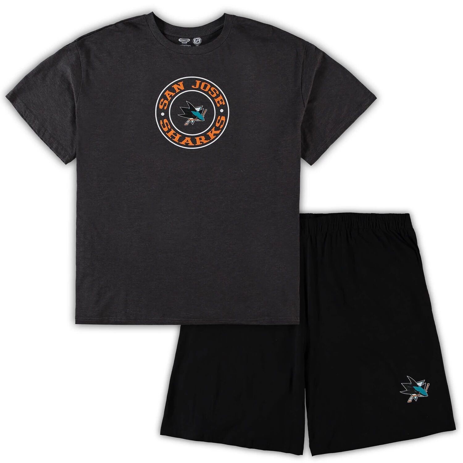 

Мужская футболка Concepts Sport черная/темно-угольная футболка San Jose Sharks Big & Tall и шорты для сна