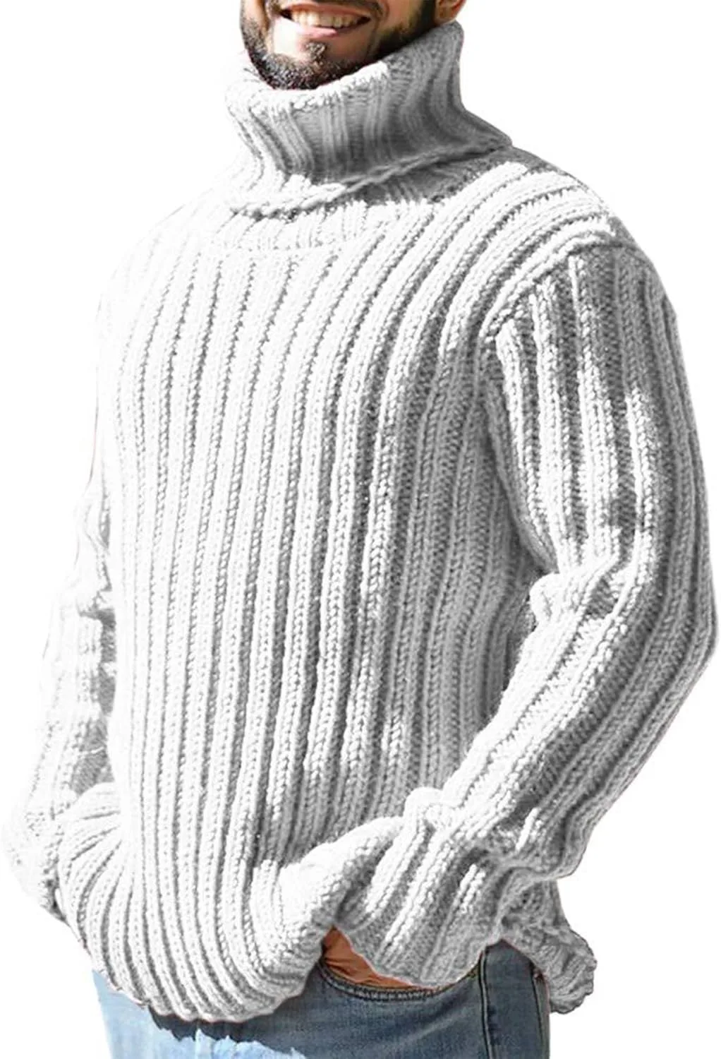 

Мужской свитер водолазка с косой вязкой SOMTHRON