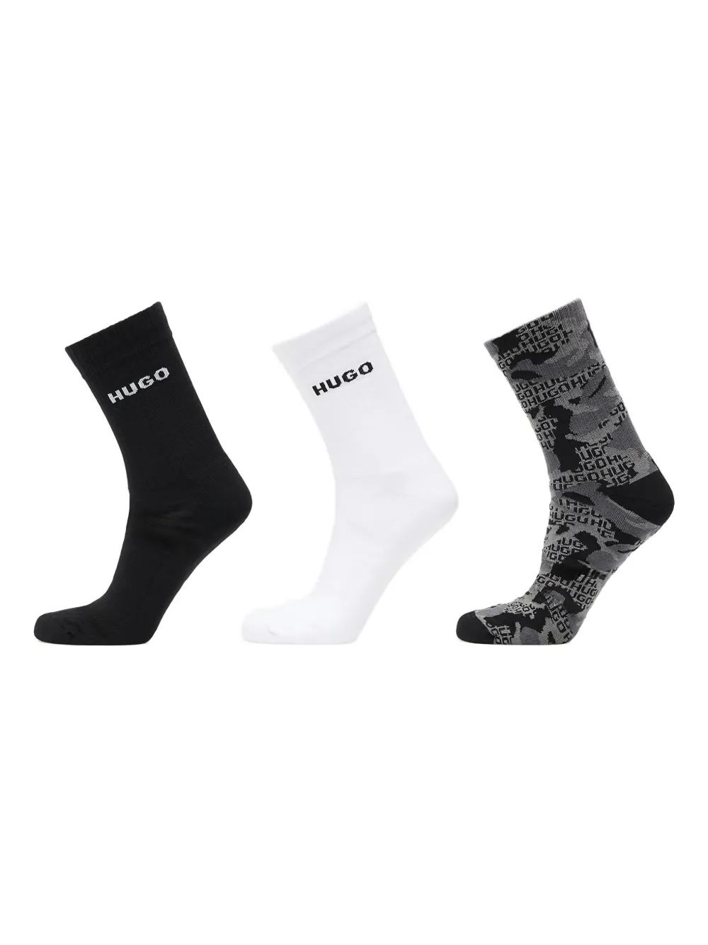 

Комплект из трех пар носков в рубчик с логотипом HUGO, черный