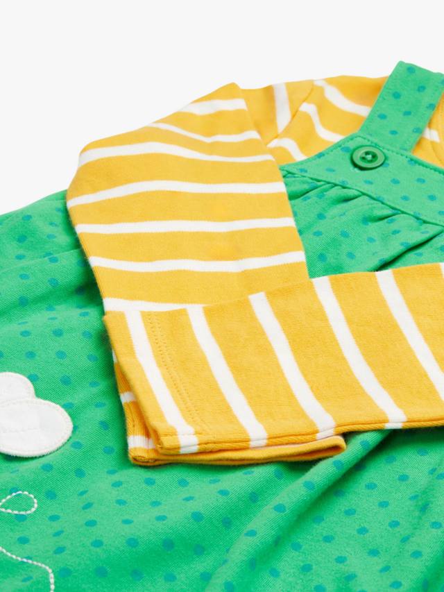 Комплект платья-передника из органического хлопка baby selma и боди Frugi, зеленый/разноцветный — фото 2