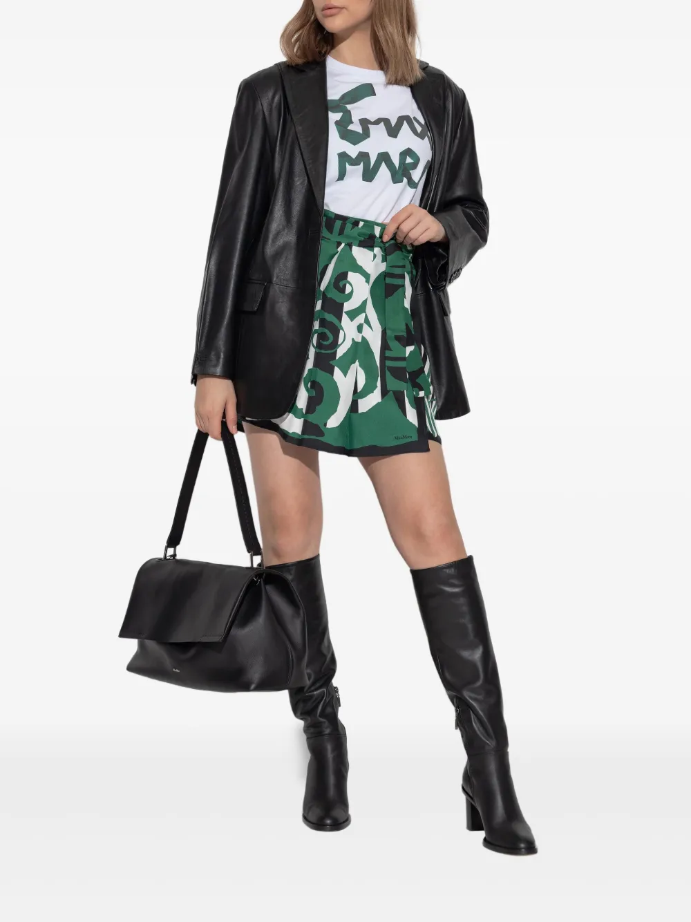 Юбка с завышенной талией и графичным принтом MAX MARA, зеленый — фото 2