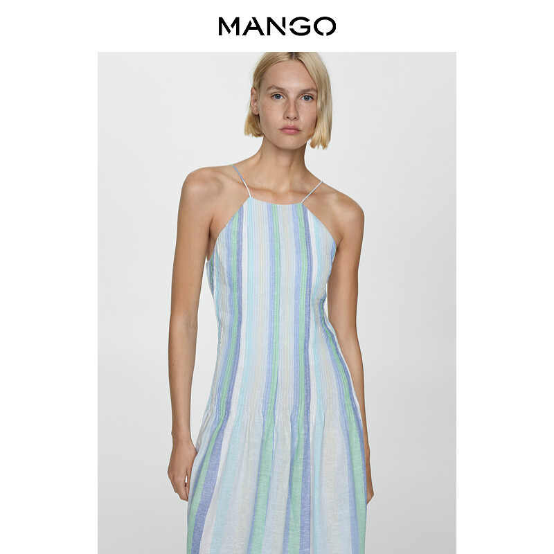 

Платье Mango в полоску с принтом, синий