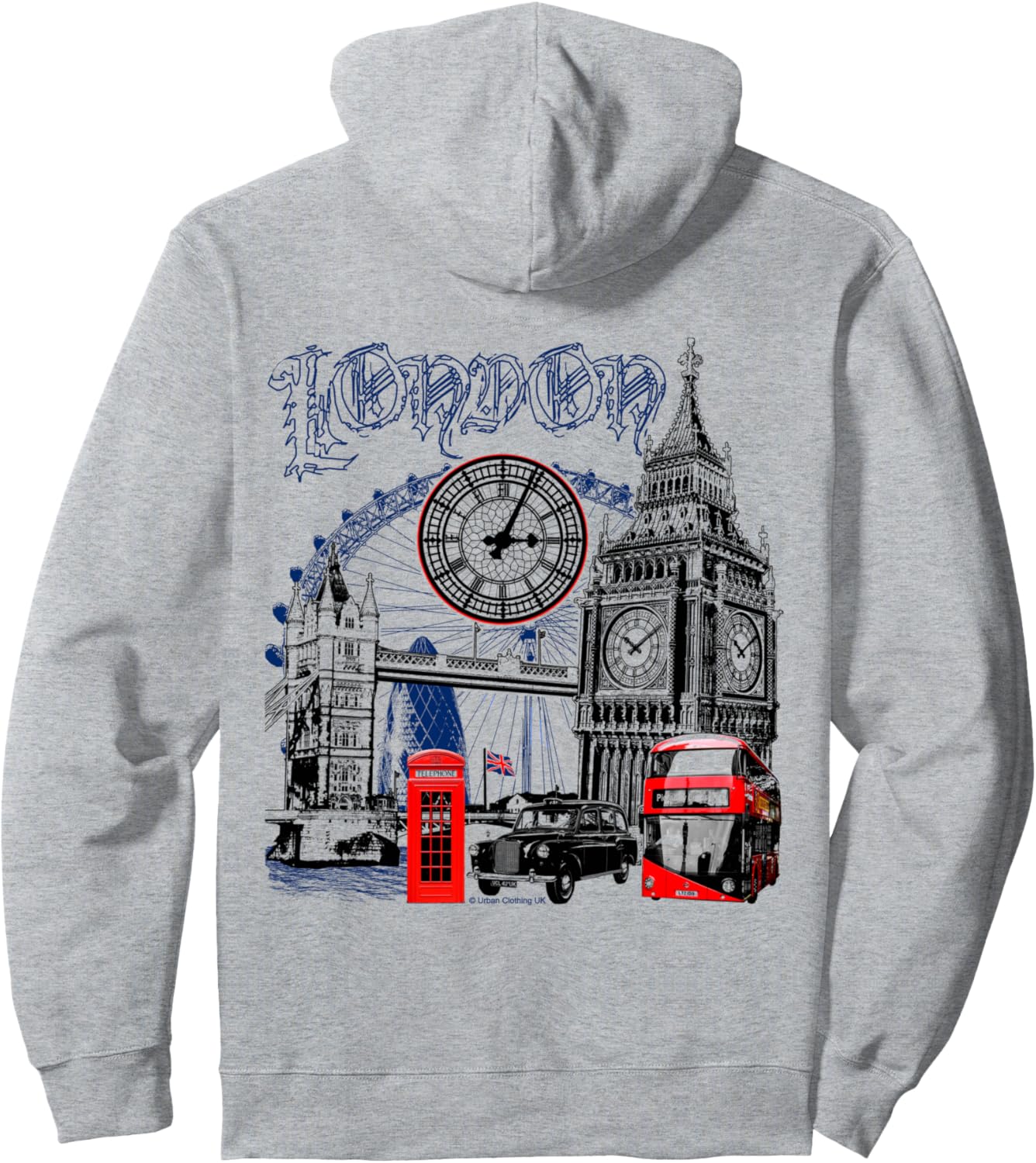 

Худи с принтом «London Calling Technicolour British Urban City Souvenir Hoodie» Urban Attitude, серый