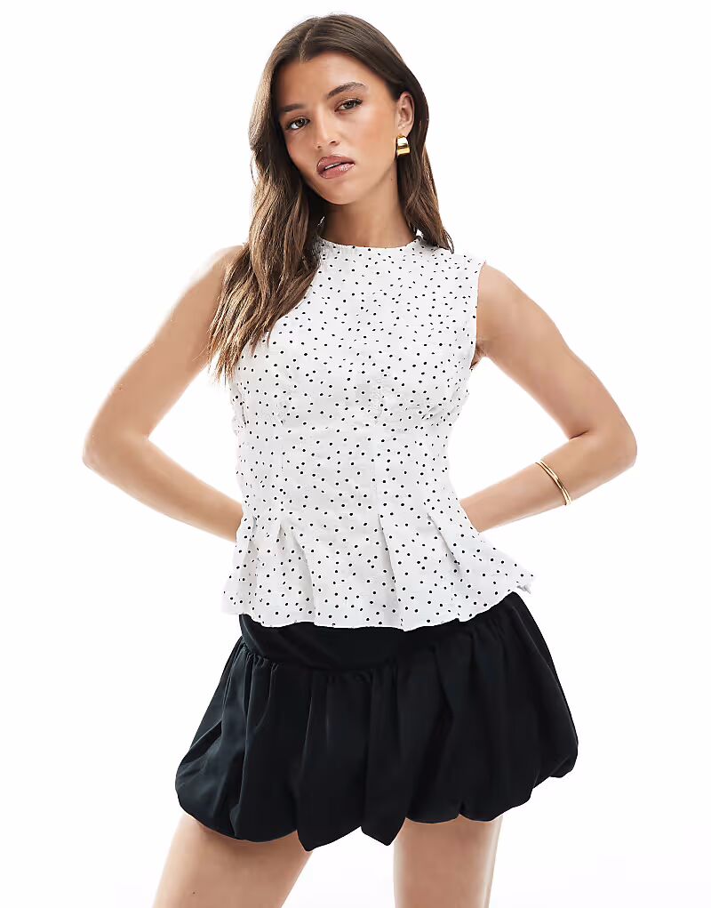

Топ с завязками ASOS DESIGN в горошек