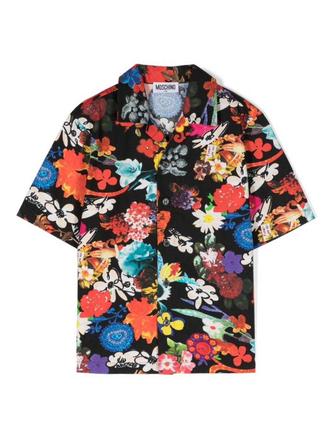 

Moschino Kids рубашка с цветочным принтом, черный