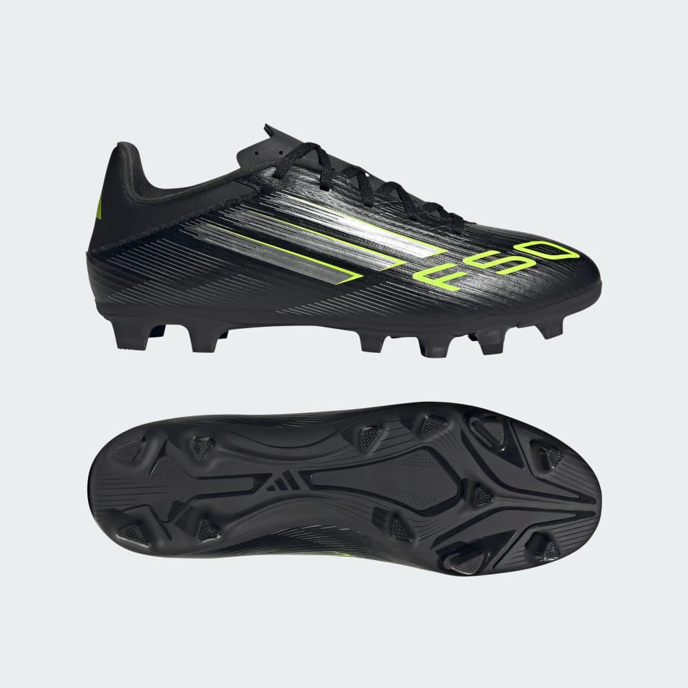 

Бутсы Adidas F50 Club Firm/Multi-Ground Cleats, цвет Core Black/Iron Metallic/Lucid Lemon