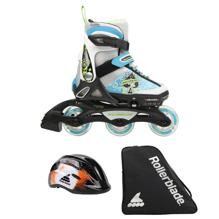 

RollerBlade Детские роликовые коньки для начинающих, полный набор, мальчики, инлайн, регулируемый размер, яркий синий/черный (премиум-набор A) S_размер (28-32 размер)_(17.5-20.5 см)
