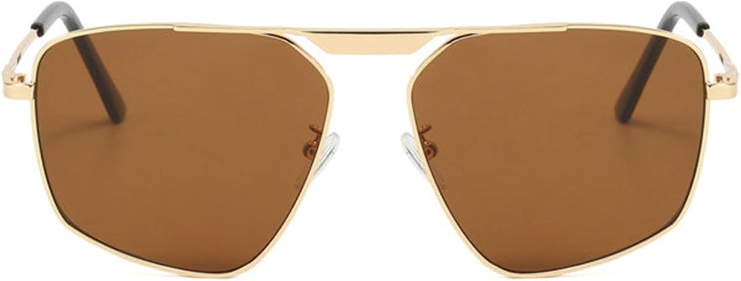 

Солнцезащитные очки Willochra Vintage Square Pilot для женщин, модель 2025, роскошная многоугольная градиентная металлическая оправа, черные, защита от УФ-излучения UV400, C1