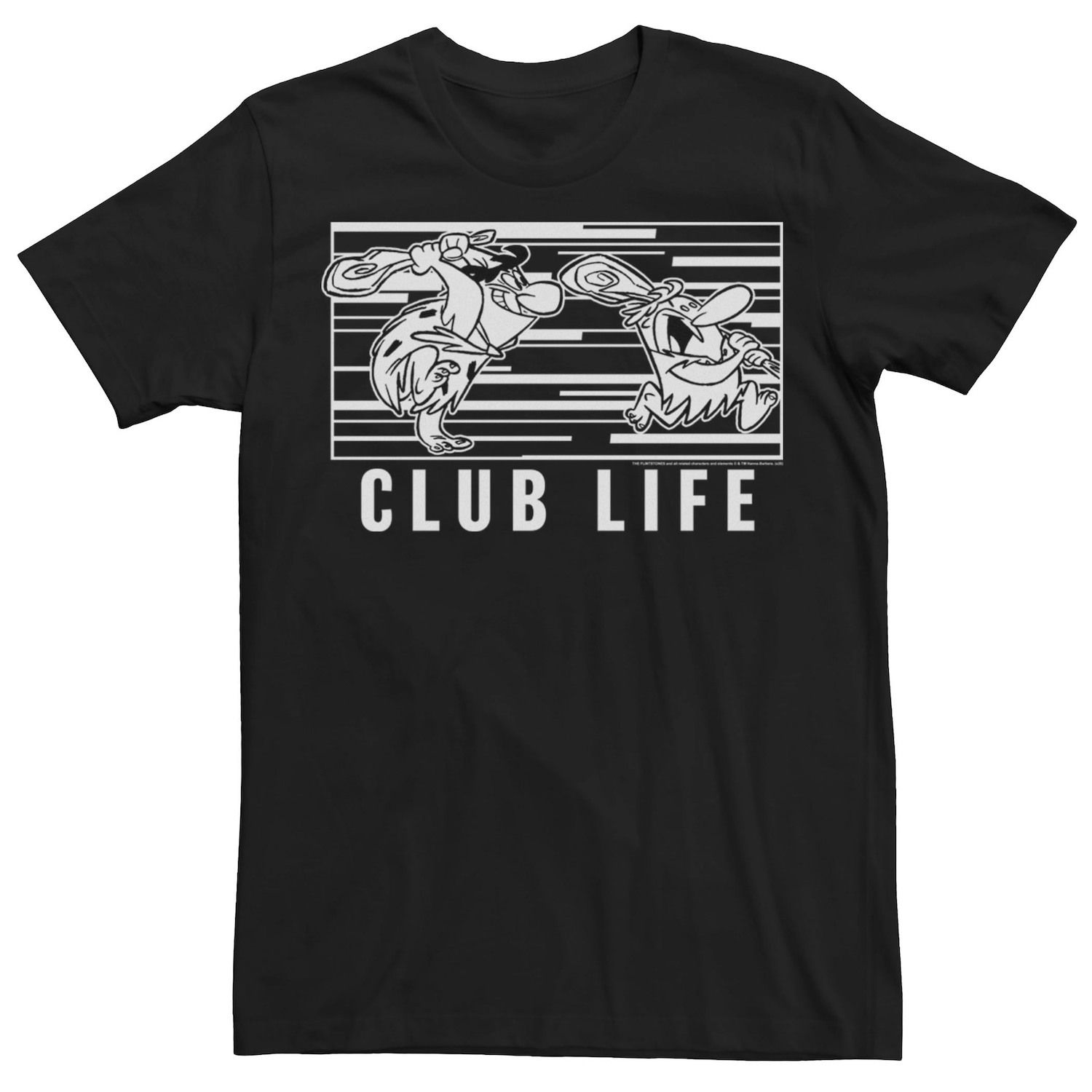 

Мужская черно-белая футболка с плакатом Flinstones Club Life Licensed Character, Черный, Мужская черно-белая футболка с плакатом Flinstones Club Life Licensed Character