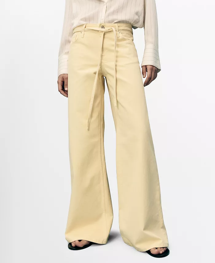 

Женские джинсы с низкой посадкой и широкими штанинами MANGO, белый