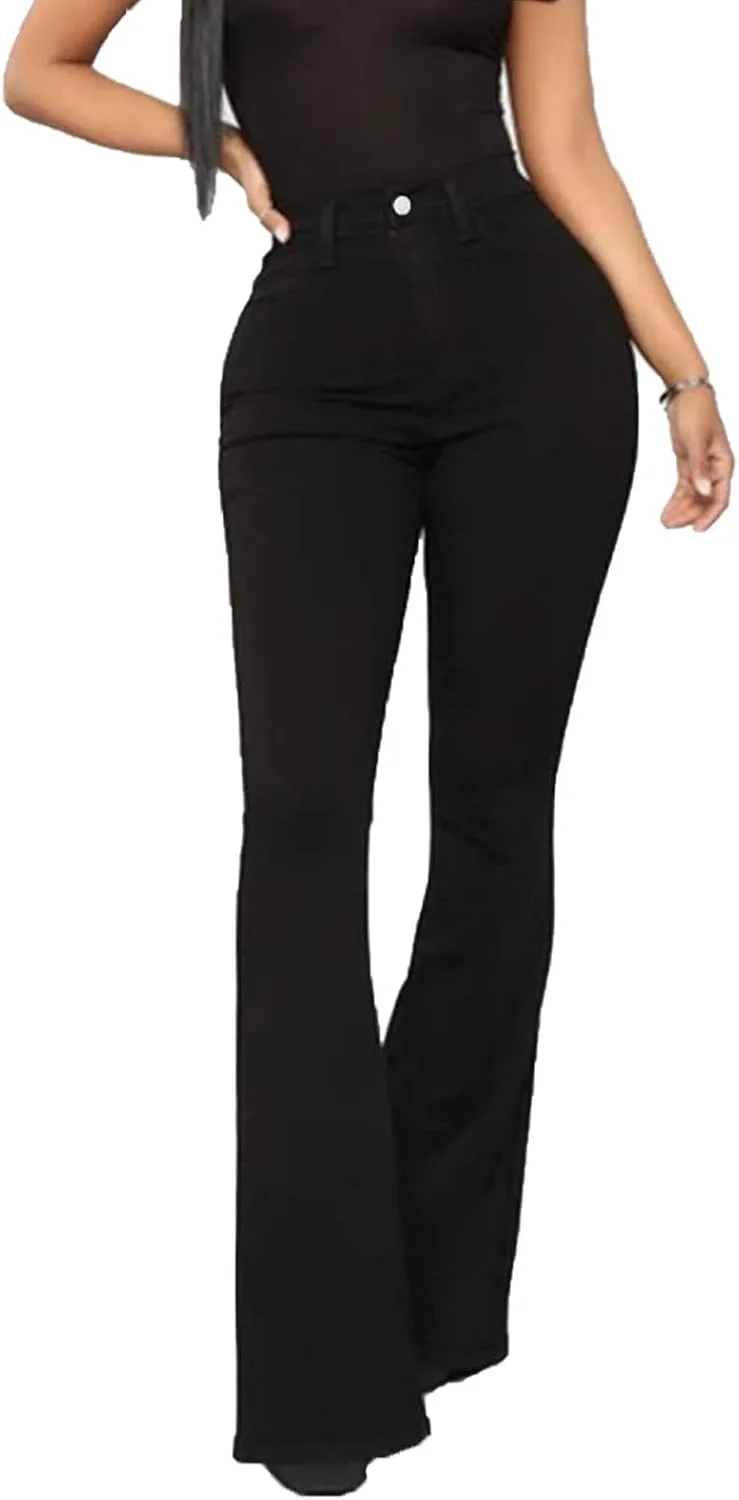 

Maiyifu-GJ женские джинсы с высокой талией и расклешенным низом