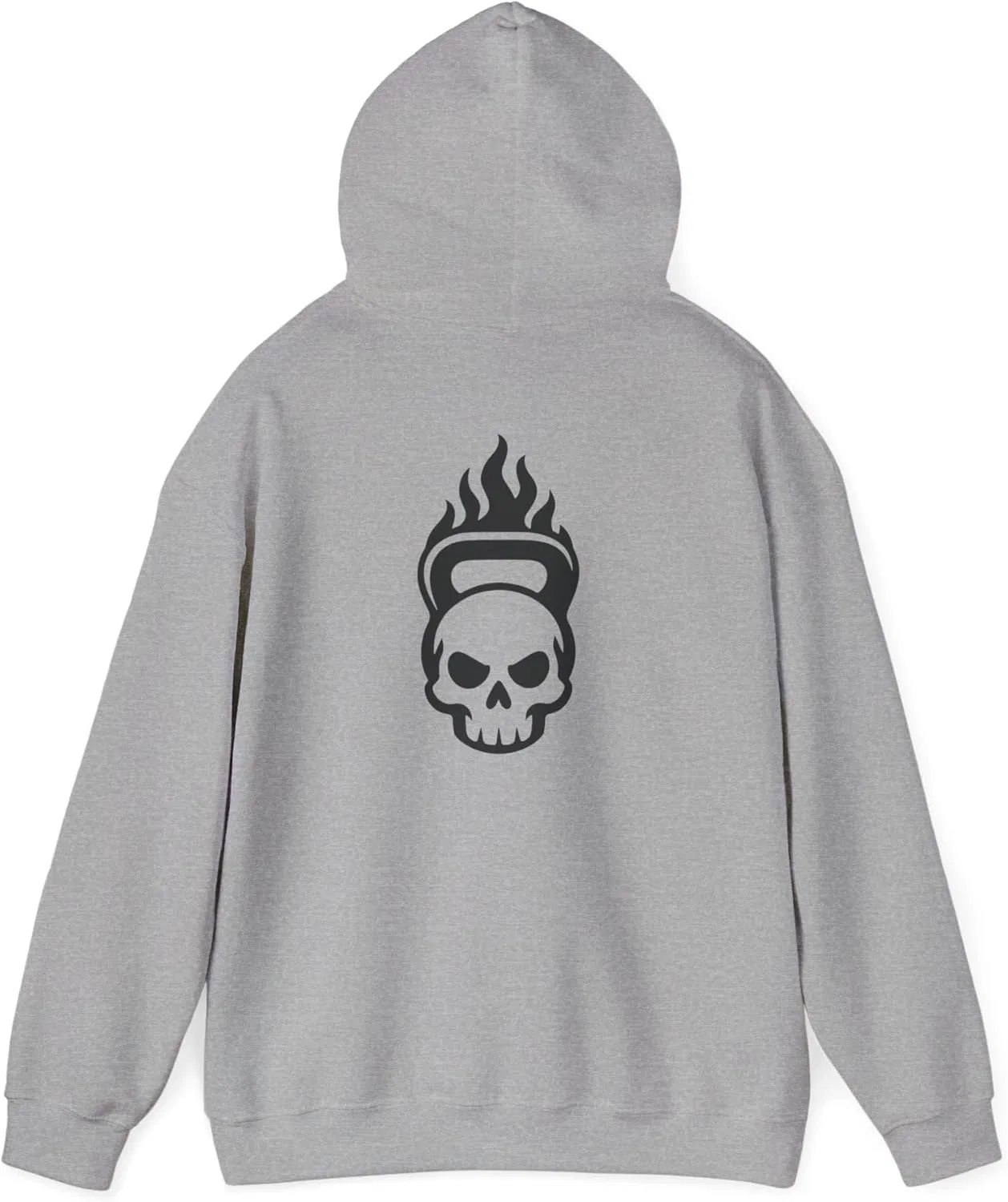 Толстовка с капюшоном Skull Flame, унисекс худи, свитшот с принтом, повседневная одежда, стритвир, уникальный айтем GENERIC, серый — фото 2