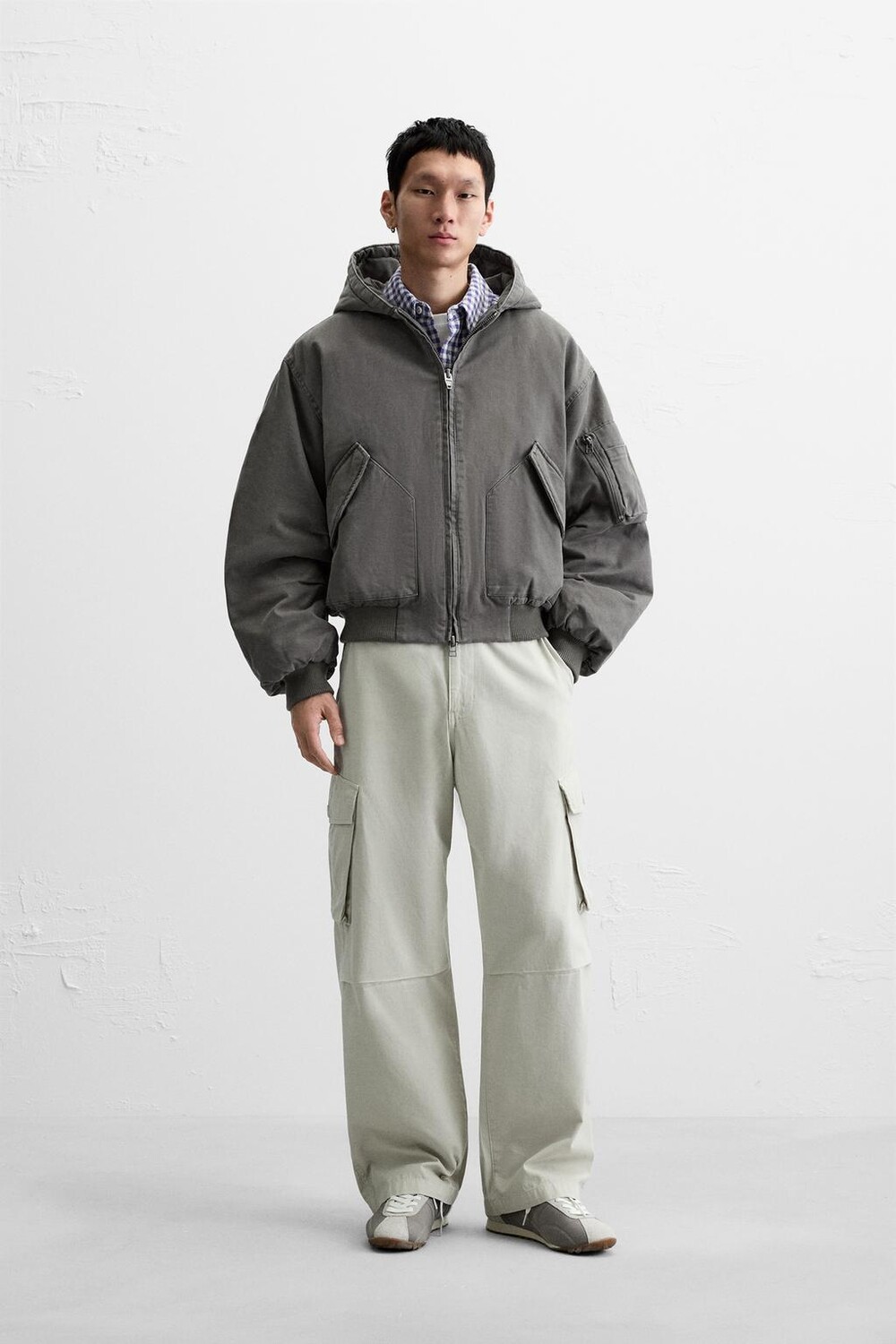 

Куртка oversize fit ZARA, темно-серый