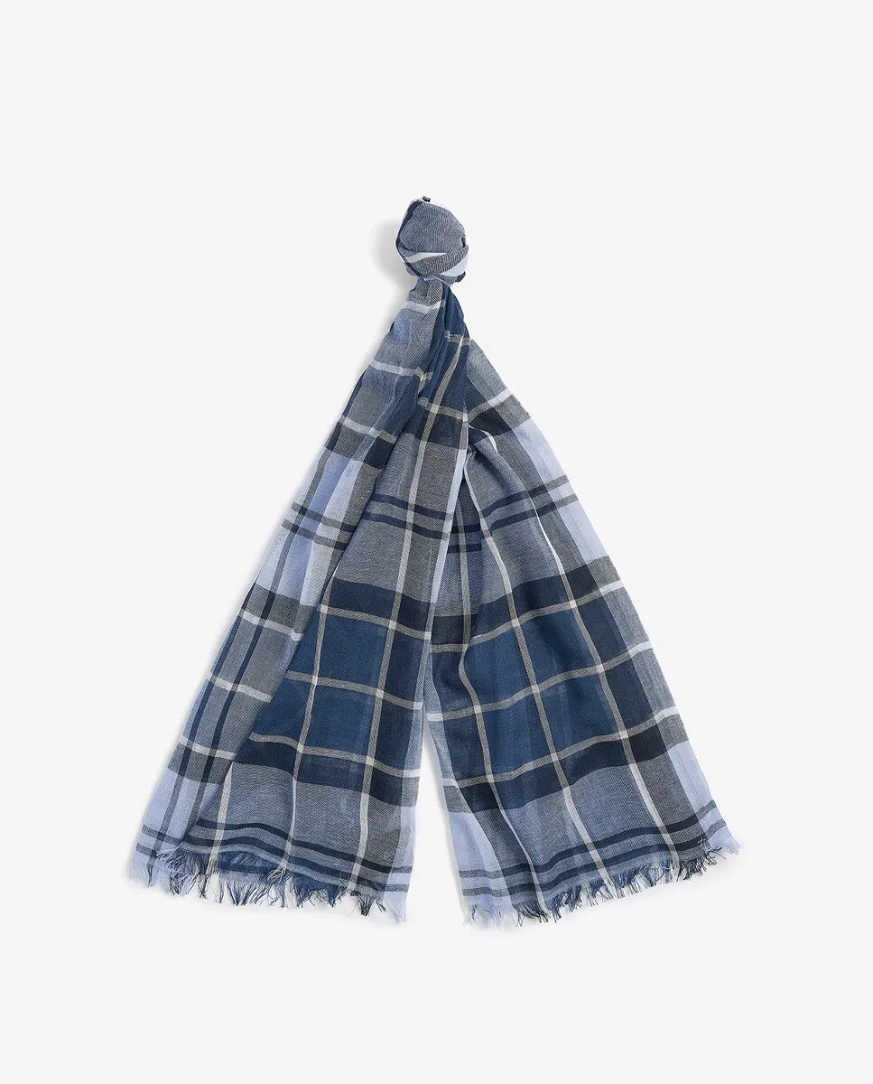 

Мужской шарф эксклюзивного дизайна Barbour с бахромой, синий