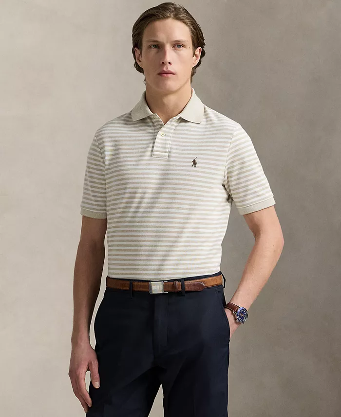 

Мужская классическая полосатая поло из сетчатой ткани Polo Ralph Lauren, коричневый/бежевый