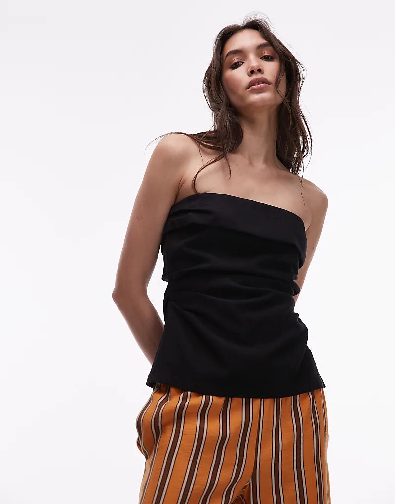 

Льняной топ-бандо Topshop черного цвета