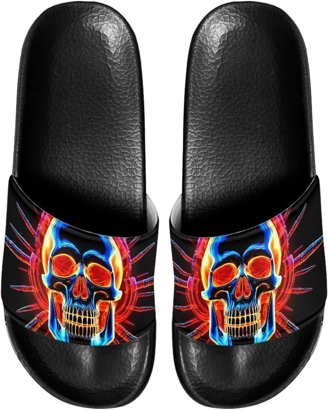 

Сланцы для мужчин с нескользящей подошвой, открытый носок, легкие в уходе, комфортная посадка, для пляжа и повседневной ходьбы Ocwfudsx, Skull Music