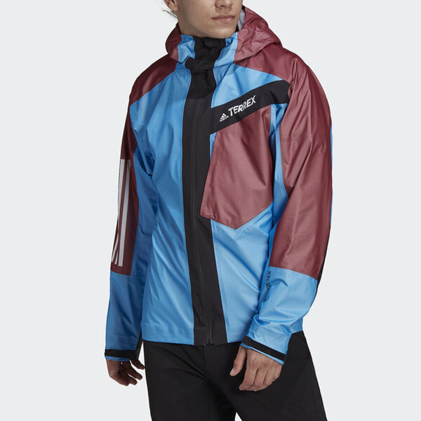 Куртка adidas Terrex Tr Light Gtx J Outdoor Sports Contrasting Colors Hooded Jacket Blue, синий — фото 2