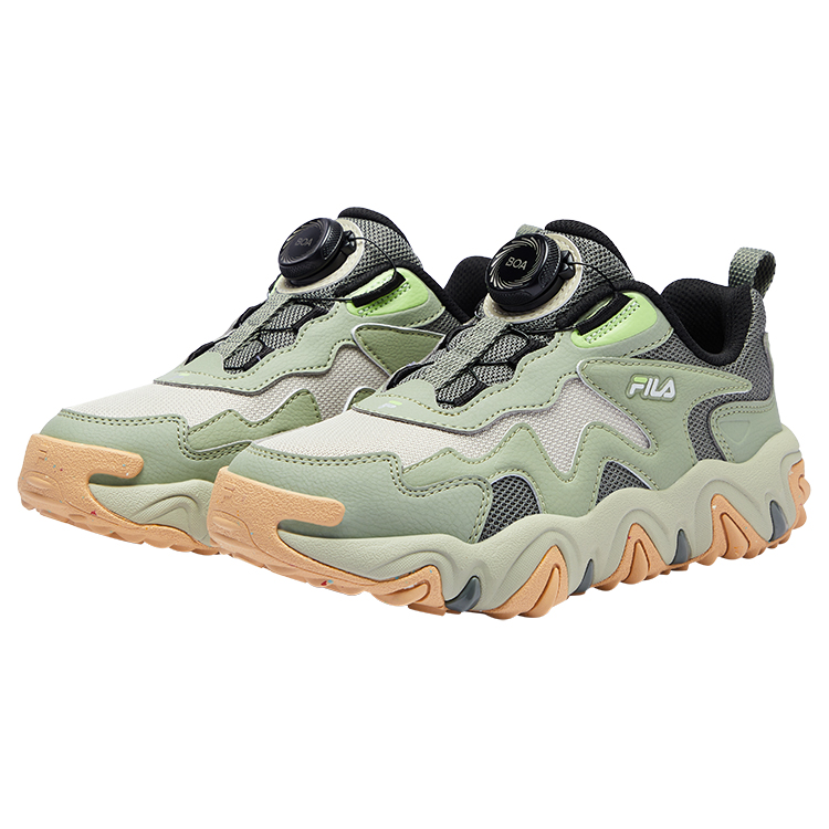 FILA KIDS Tiger Paw обувь нескользящая износостойкая низкие детские тренировочные кроссовки pelican brown/tea green — фото 3