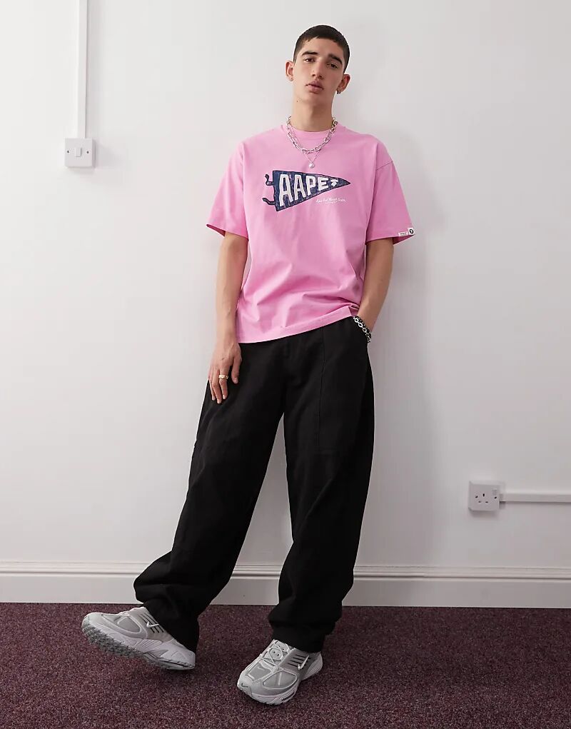 

Футболка с логотипом Aape by A Bathing Ape розового цвета Aape By A Bathing Ape
