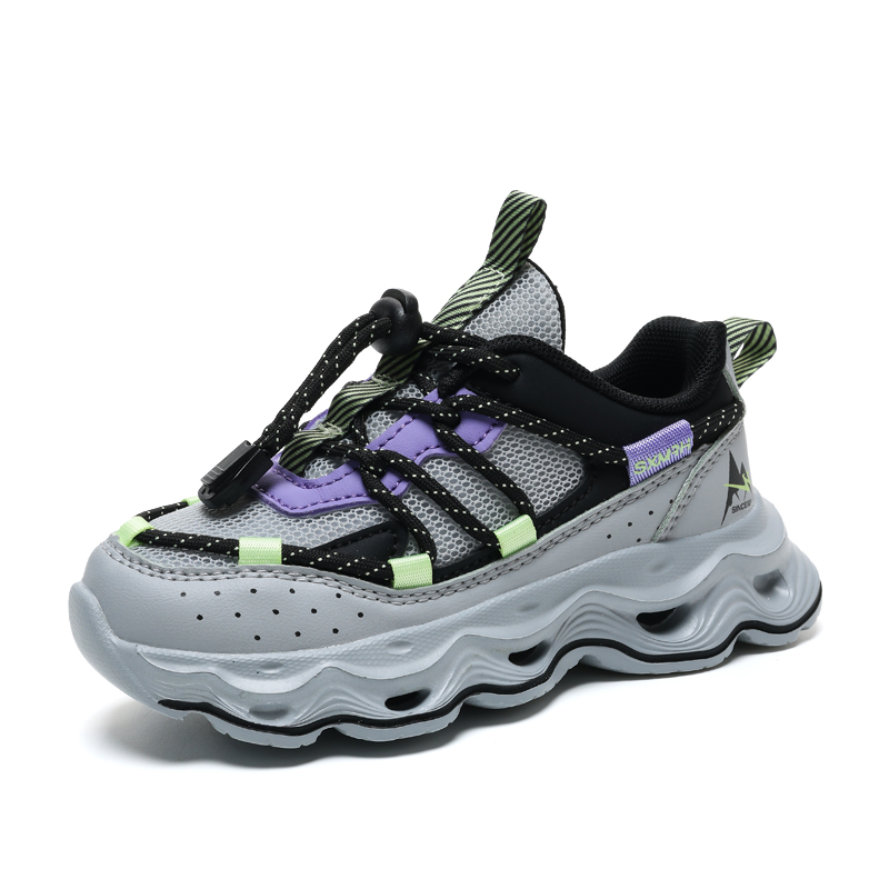 

Binary Износостойкие дышащие легкие амортизирующие низкие детские повседневные кроссовки gray purple black kids'