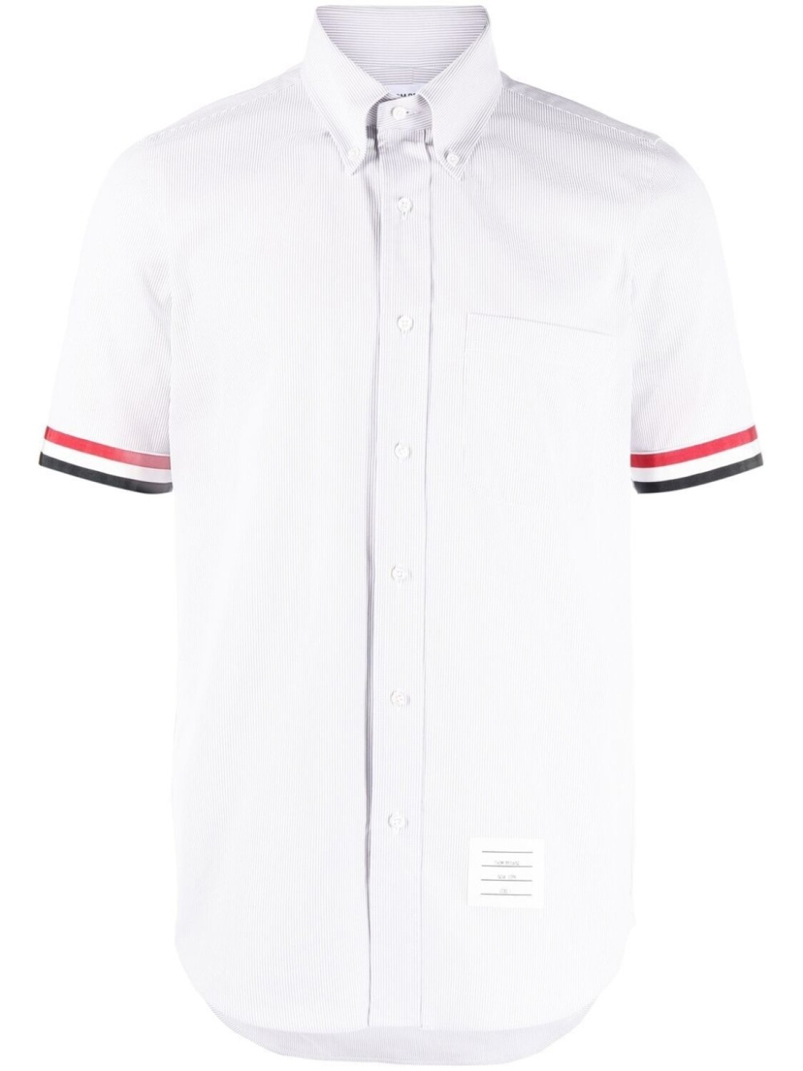 

Thom Browne рубашка из хлопка с короткими рукавами в полоску RWB, серый