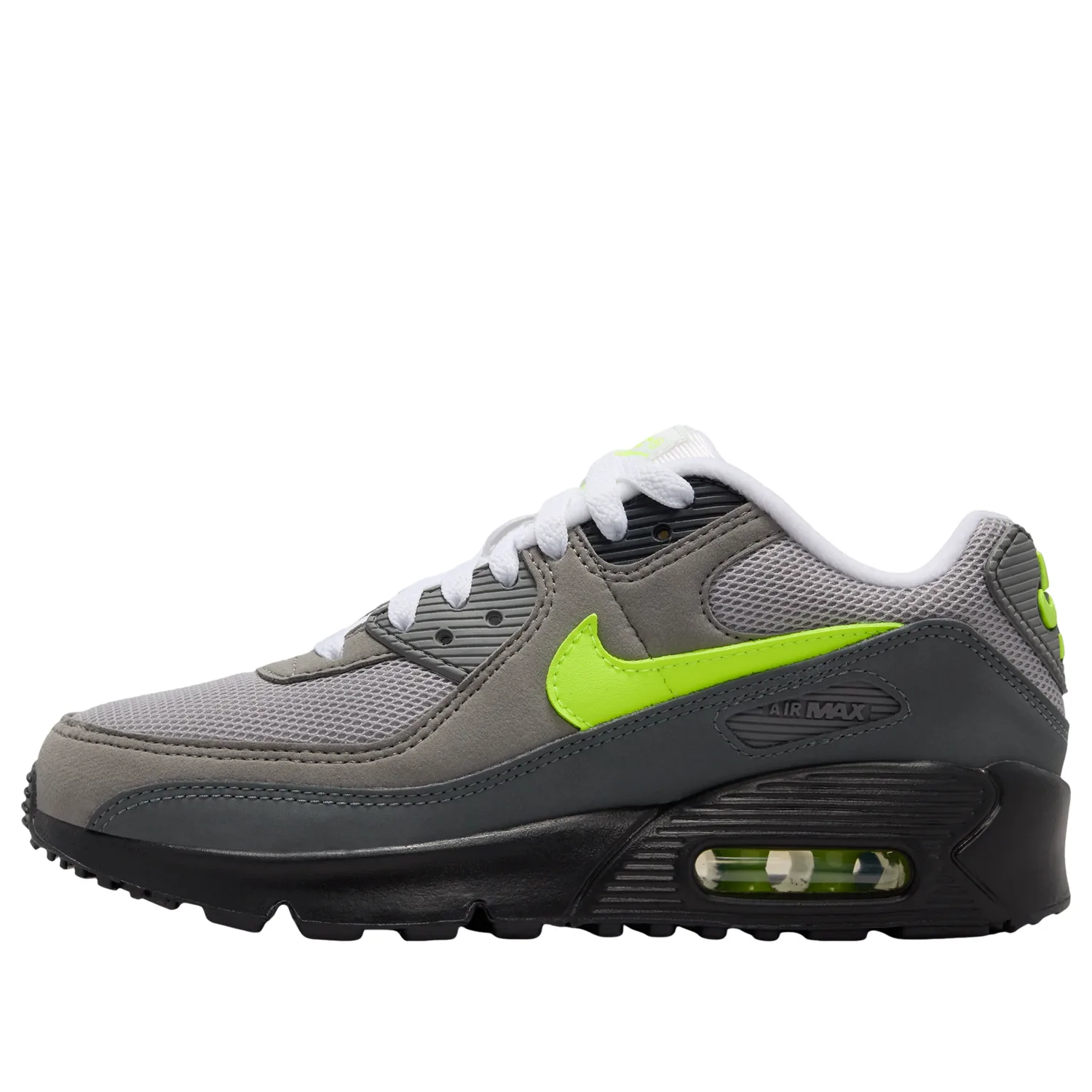 Кроссовки (GS) Nike Air Max 90 'Black Anthracite Neon Yellow', серый