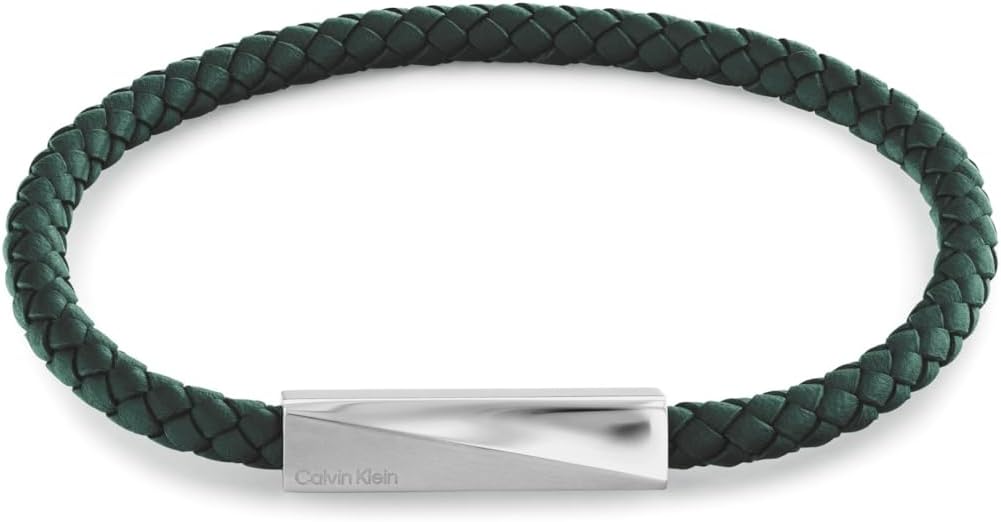 

Мужские украшения Calvin Klein - Черный кожаный браслет с культовым логотипом - Современная элегантность - Премиум-мода на каждый день - Подарок для него, Dark Green