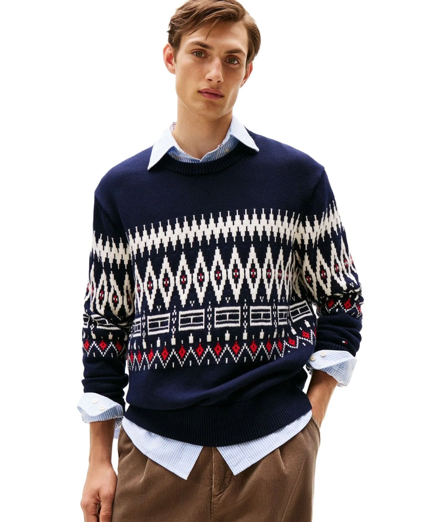 Хлопковый свитер с круглым вырезом в стиле «Фэр-Айл» TOMMY HILFIGER, Black 0A4