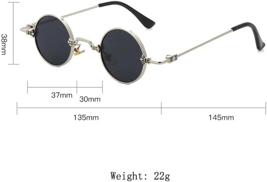 

Маленькие круглые солнцезащитные очки для женщин и мужчин, защита от ультрафиолета UV400, металлический панк, винтажные черные очки в стиле стимпанк MTZJH, 3