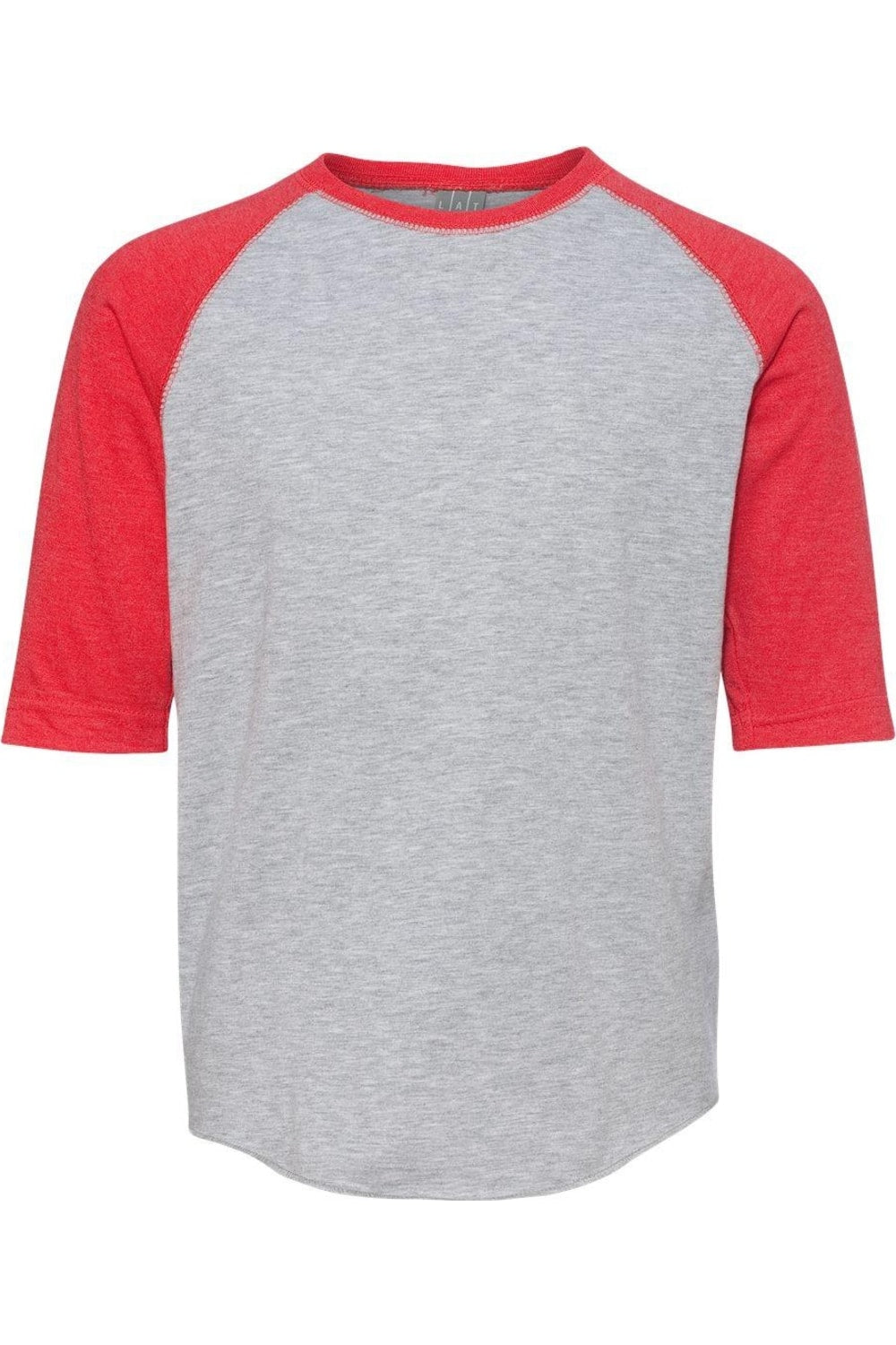 

Футболка бейсбольная молодежная LAT Fine Jersey с рукавом три четверти, цвет vintage heather/ vintage red