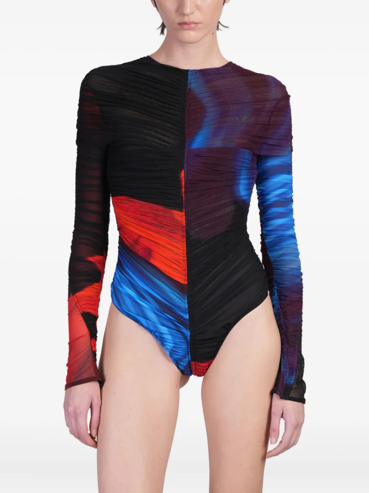 

Боди Mugler с цветочным принтом, черный
