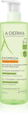 

Гель для душа для сухой и атопической кожи A-Derma Exomega Control 2 in 1 emollient cleansing gel, 500 ml