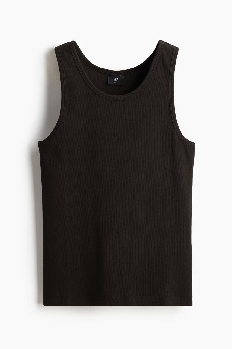 

Майка в рубчик облегающего кроя H&M, черный