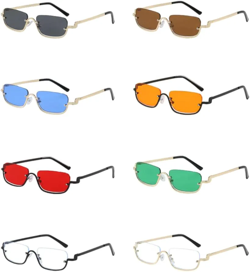 

Винтажные металлические солнцезащитные очки в полуободковой оправе для женщин, мужчин, в стиле панк, популярные, с защитой от ультрафиолета UV400 TKKTLLT, Black-red