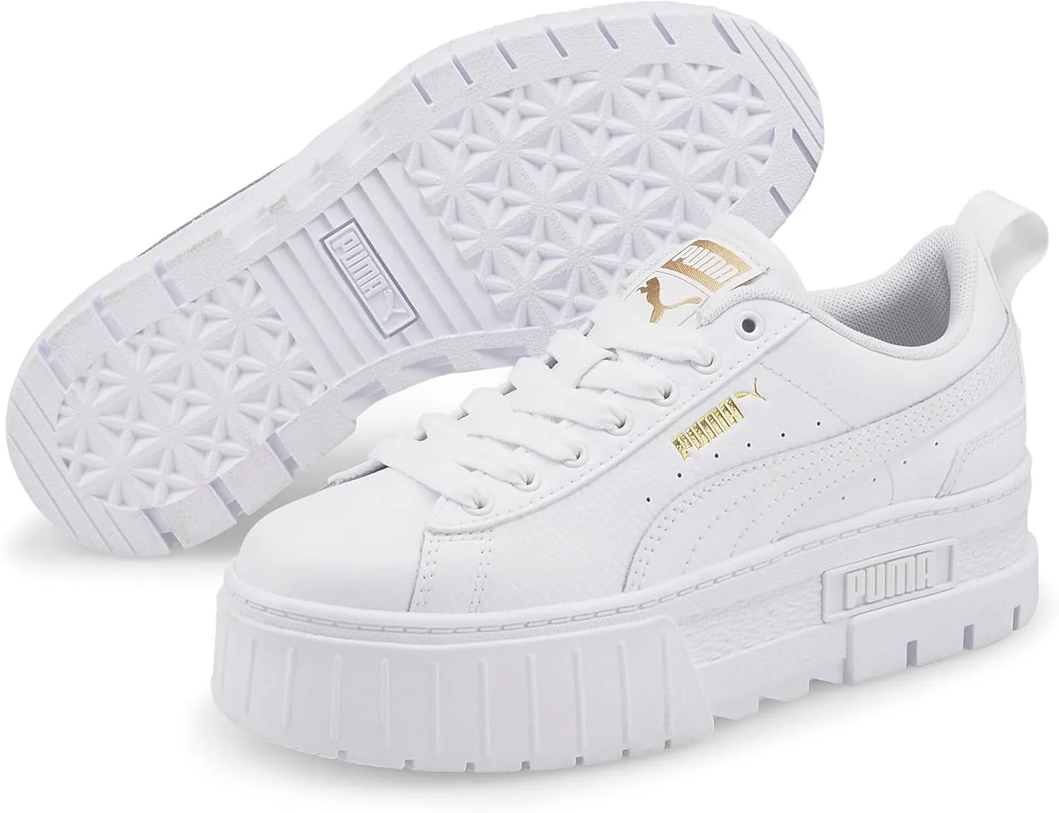Детские кроссовки PUMA Girls' Mayze LTH Jr Trainers, белый/золотой — фото 2