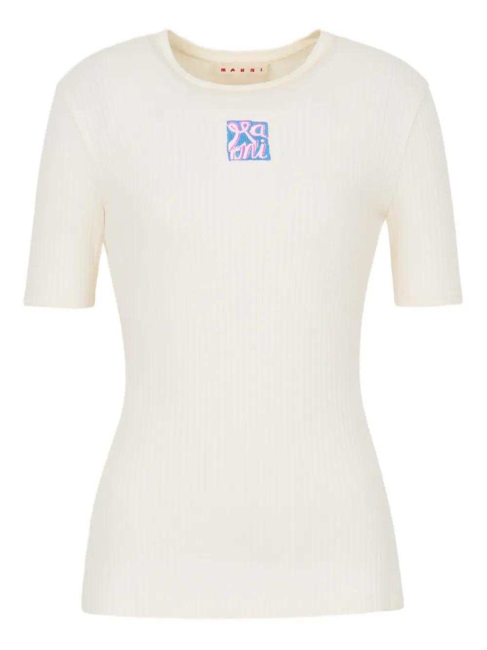 

Футболка с вышитым логотипом Marni, бежевый