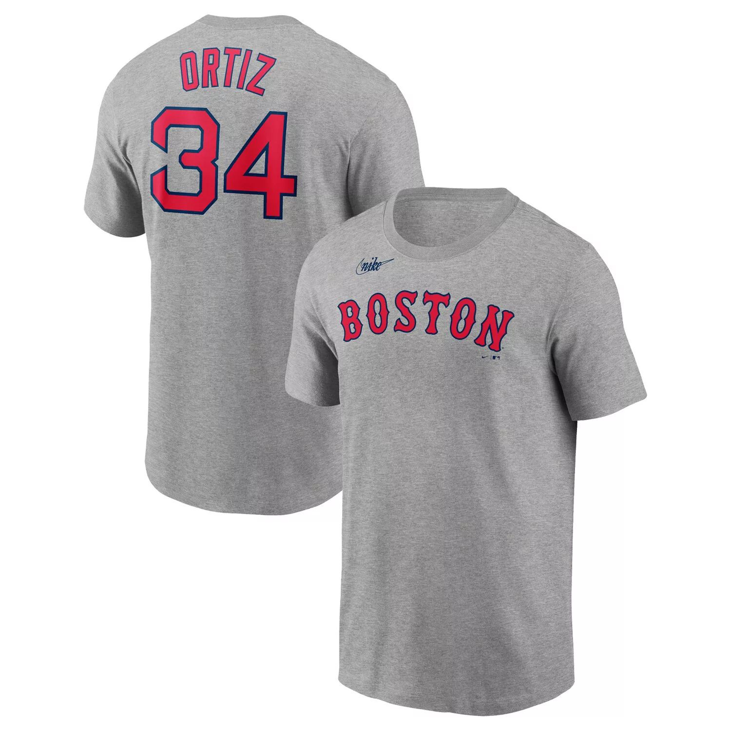 

Мужская футболка David Ortiz Heather Grey Boston Red Sox с именем и номером Nike