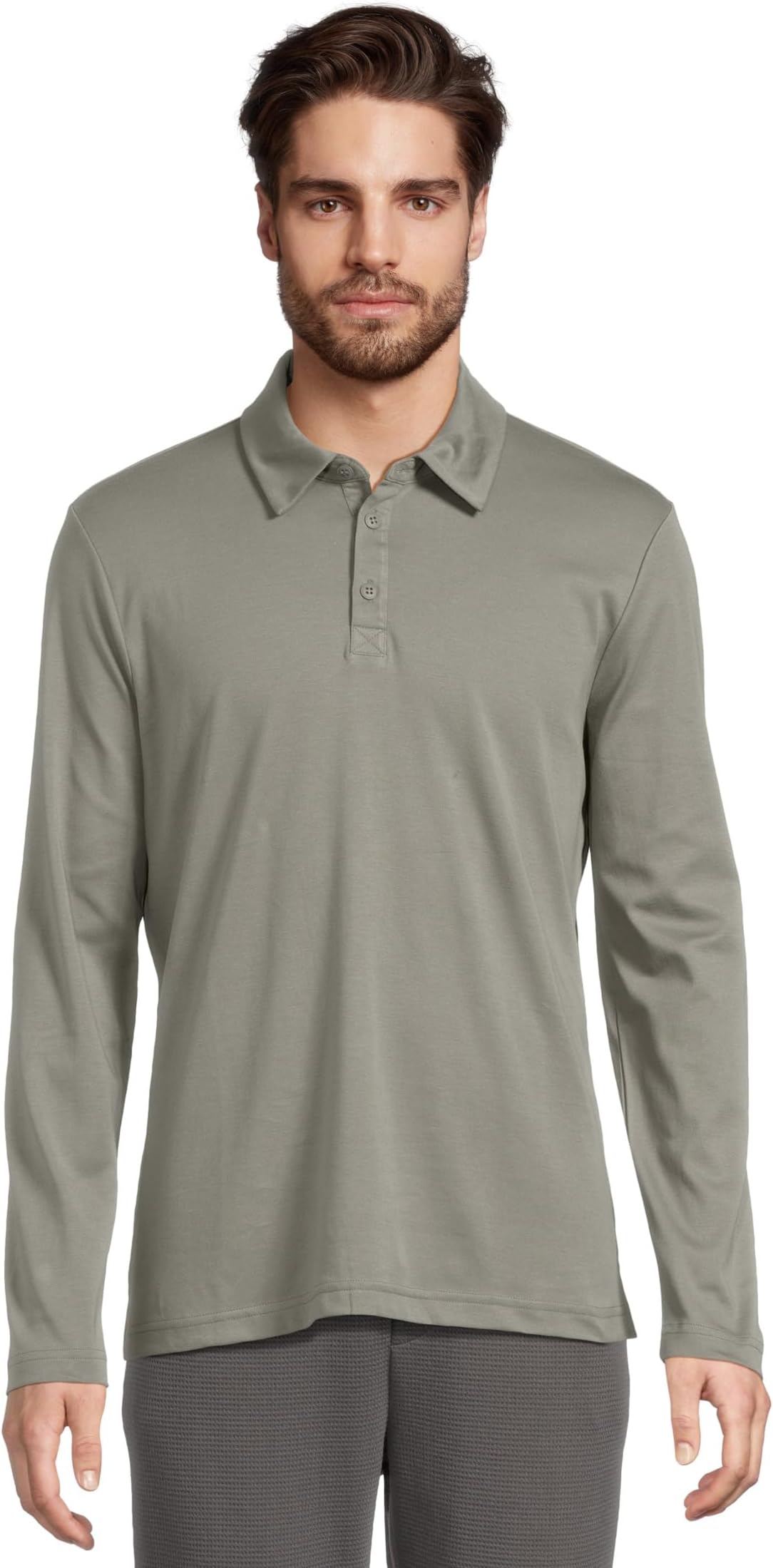 

Футболка Barefoot Dreams Malibu Collection Pima Long Sleeve Polo, цвет Olive Branch