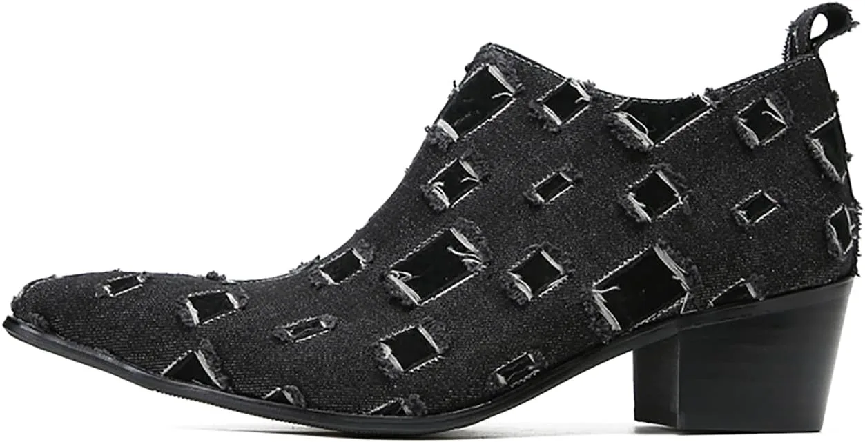 

Мужские челси-ботинки Santimon для модных мероприятий/свадеб/вестерн-вечеринок - замшевые и кожаные ботинки до щиколотки на молнии с крылатым носком, стильные чукка-кобойские ботинки для выпускного вечера, клуба или дискотеки, черный