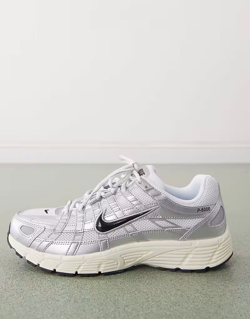 

Кроссовки унисекс Nike P-6000 белого и серебристого цвета