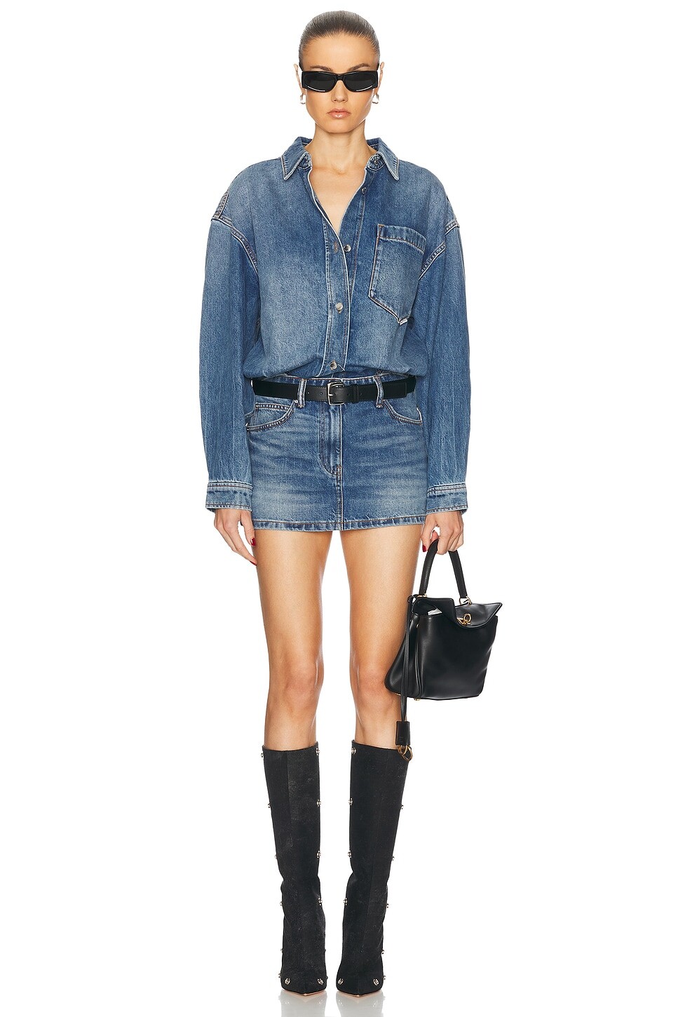 

Мини-платье-рубашка Alexander Wang, цвет Vintage Light Indigo