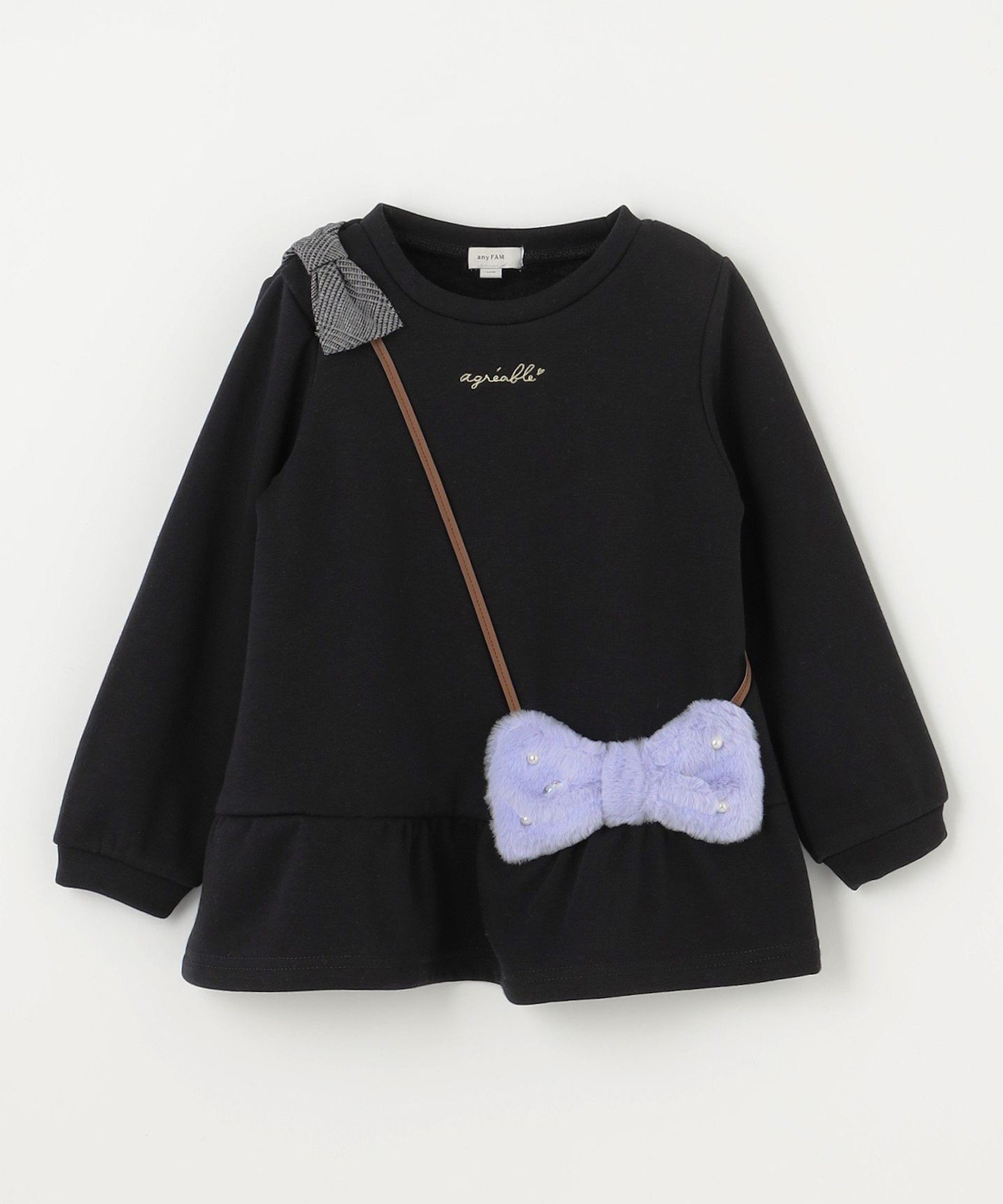 Толстовка-клатч на флисовой подкладке ANY KIDS, Black x Ribbon [005] — фото 3