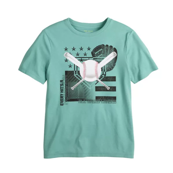 

Футболка с принтом для мальчиков 8-20 лет, обычная и свободная Tek Gear, цвет baseball grid teal