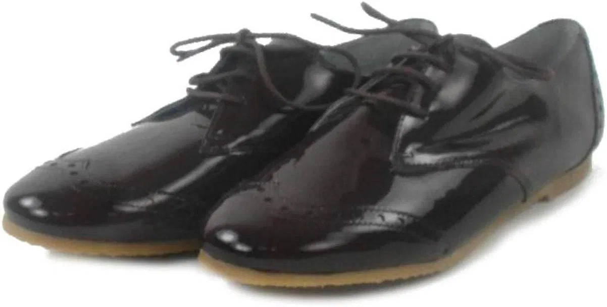 Туфли Junic Schnürer Shoes Brit Derby dark brown patent leather Spain J0269VAIV