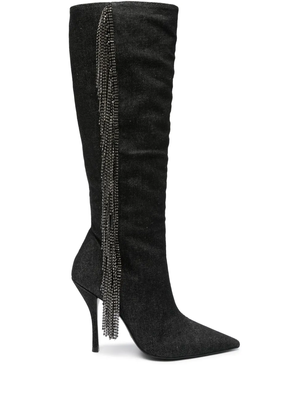 Сапоги Crystal Fringe 100 Stuart Weitzman, черный