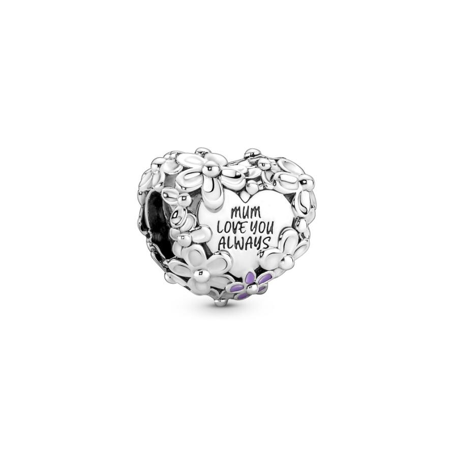 

Шарм Mom Daisy Heart Pandora, стерлинговое серебро