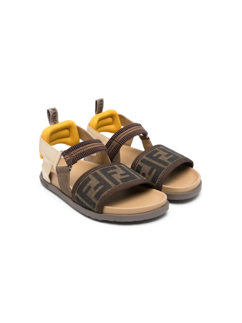 

Сандалии с ремешком на пятке и логотипом FENDI KIDS, коричневый
