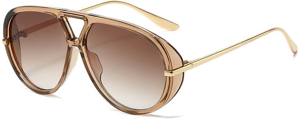 

Мужские солнцезащитные очки с двойной перемычкой большого размера в стиле ретро, ​​оранжевые солнцезащитные очки для женщин, модные очки-маски, защита от УФ-излучения UV400 для мужчин TKKTLLT, Clearbrown-brown