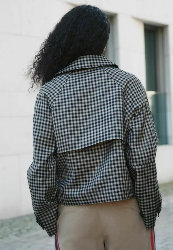 Укороченная летняя куртка-тренч Next, Navy Check — фото 3